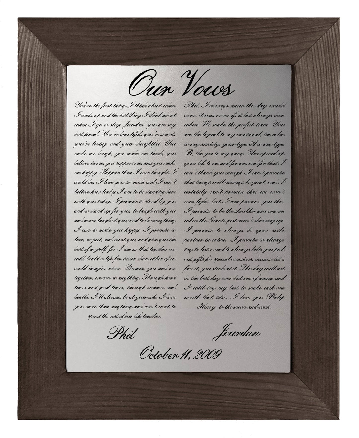 Wedding Vows Framed Art - Personalized