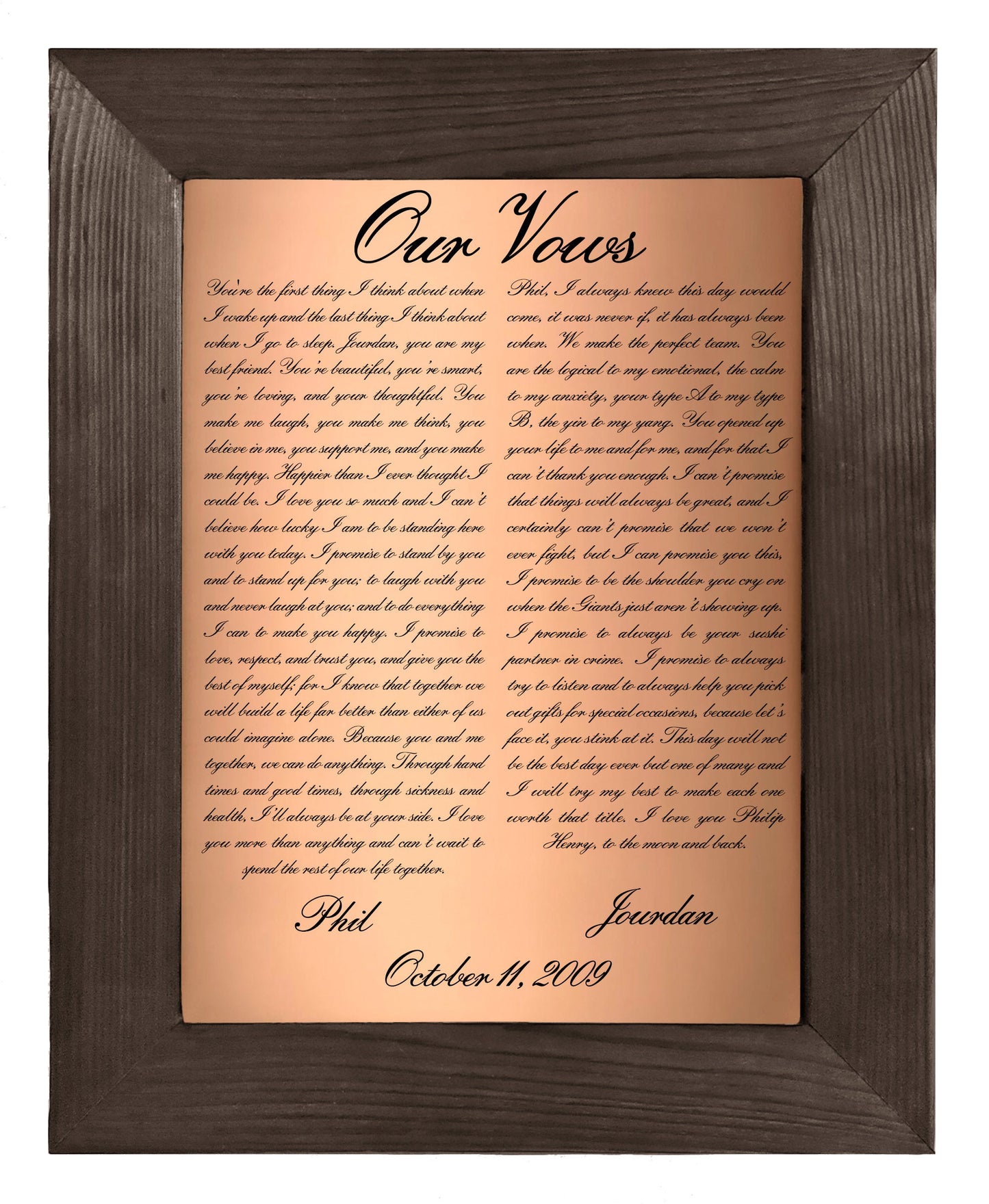 Wedding Vows Framed Art - Personalized