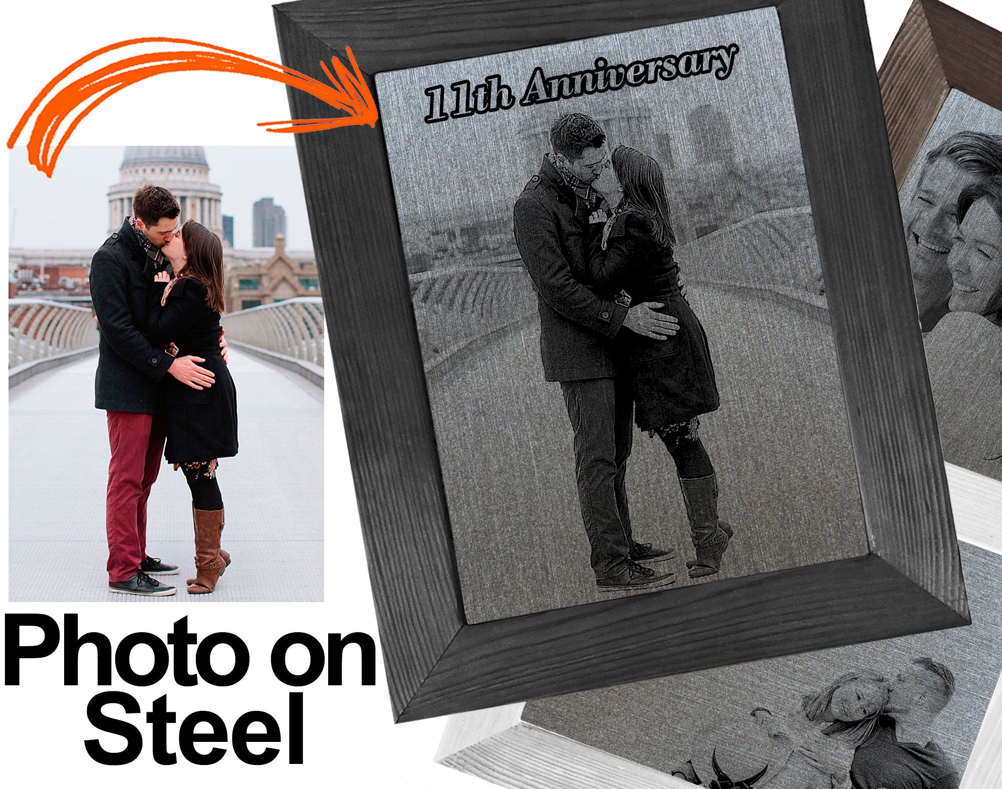 11th Anniversary Steel Anniversary Gifts - Your Photo on Steel