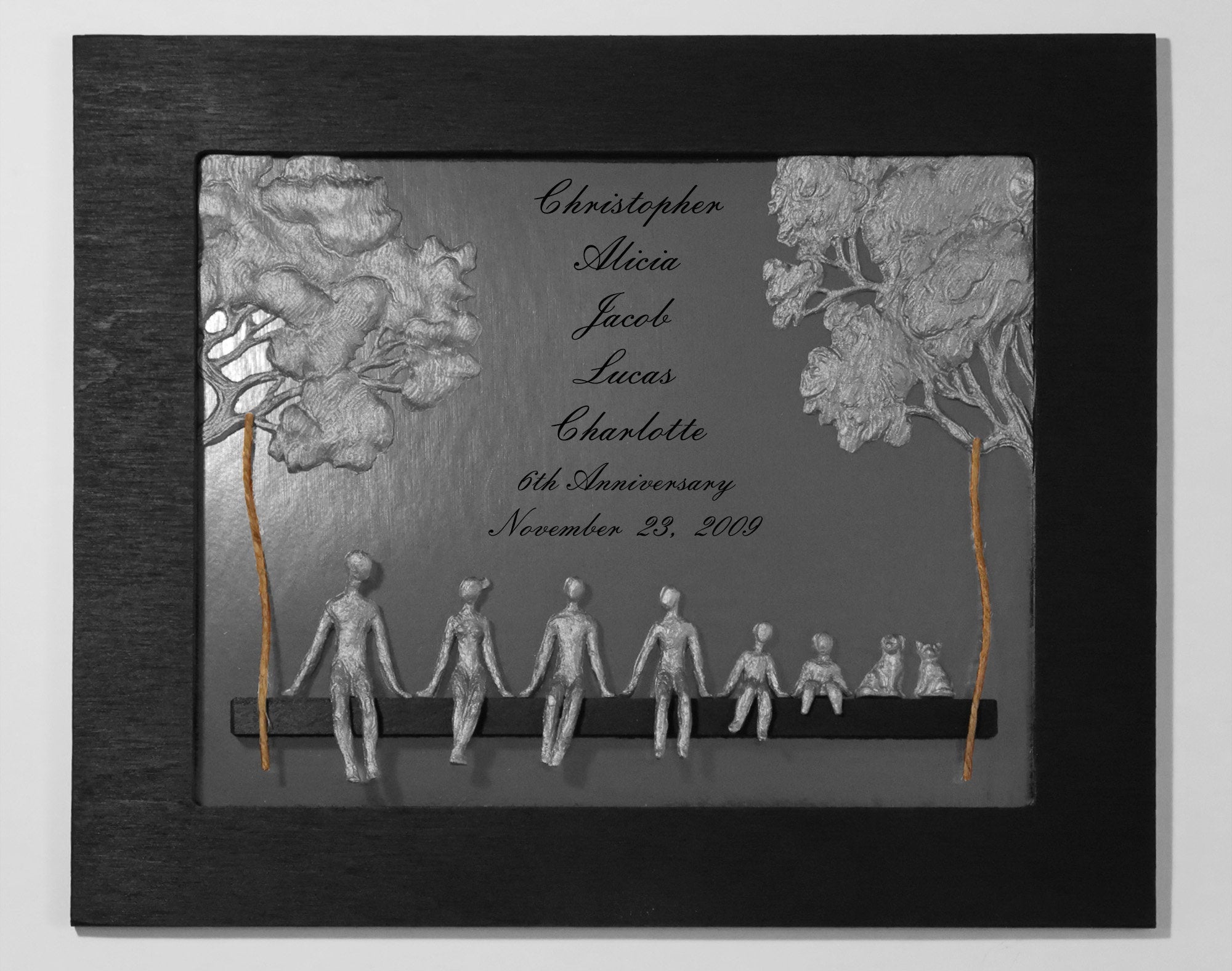 6th Anniversary Gift, Wedding Anniversary Gift for Husband, Personalized Family Picture, Engraving Family Name, Valentines Day Gift for Her